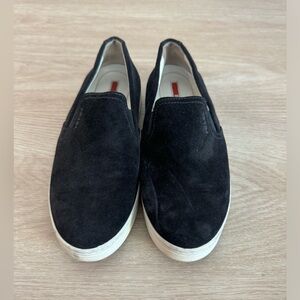 Black Suede Prada Loafers